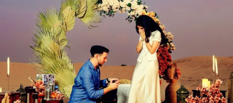 Boho Chic Dubai Desert Proposal by Qrated Event