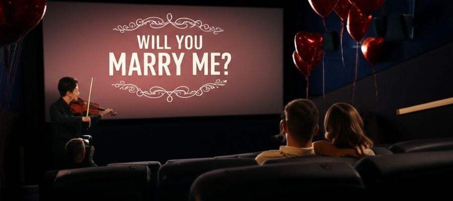 Private Cinema Flashmob Marriage Proposal in Dubai by Proposal Dubai